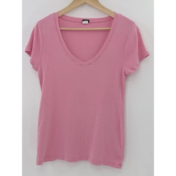 J.Crew Factory Women’s Pink‎ Lightweight V-Neck Pink T-Shirt Size Large See Pics - Picture 1 of 8